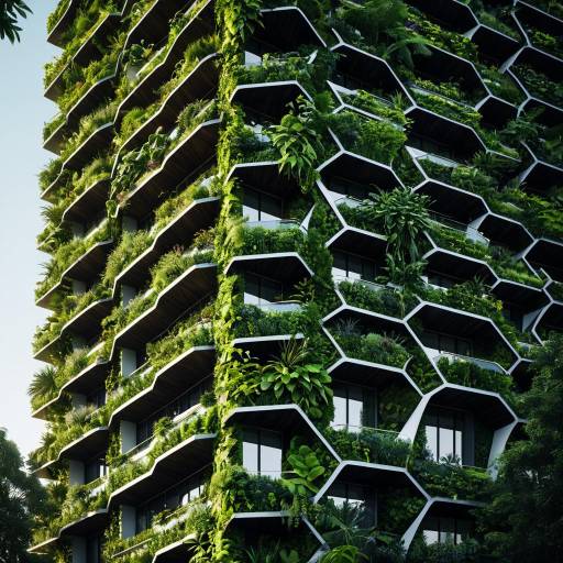 Futuristic Vertical Garden Tower with Honeycomb Facade