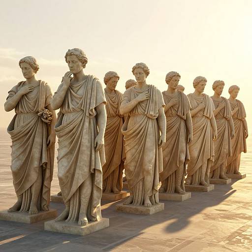 Solemn 3D Statues Procession