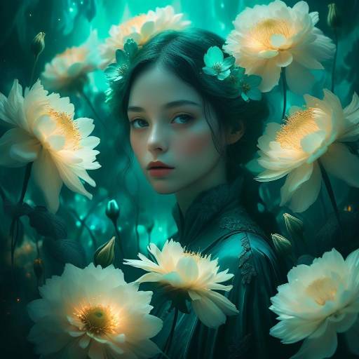 Woman with Lotus Flowers