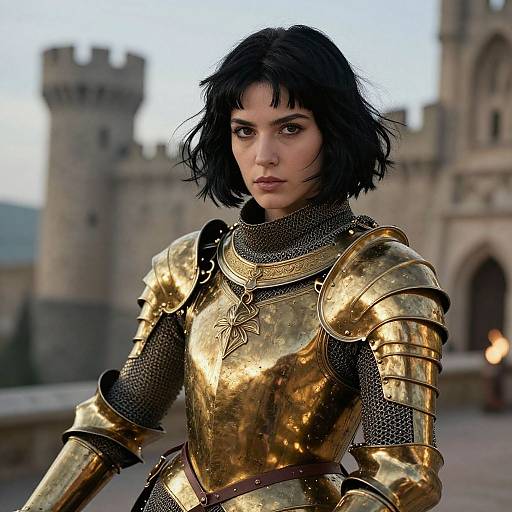 Stunning Portrait in Medieval Gold Armor