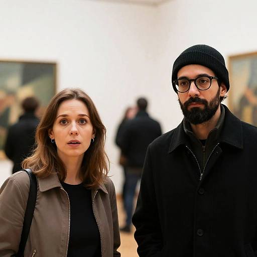 Surprised Encounter in Museum Gallery