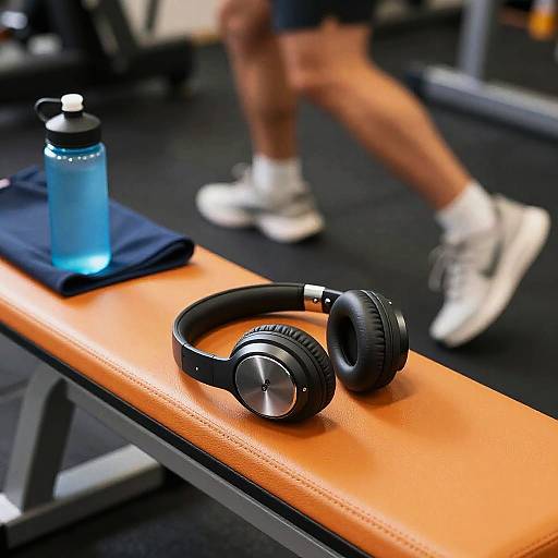 JLab Headphones on Energetic Gym Bench