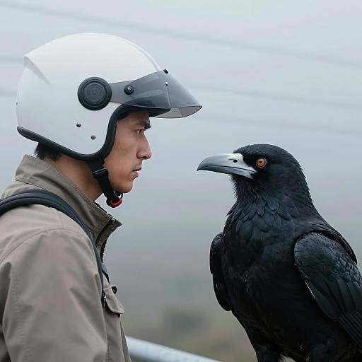 Epic Standoff: Man vs. Bird Creature