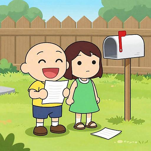 Playful Children in Grassy Yard