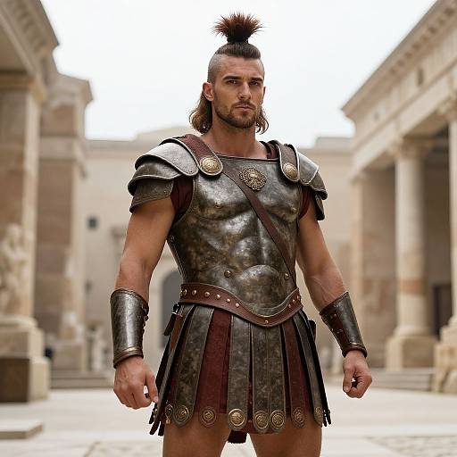 Confident Roman Warrior in Ancient Armor