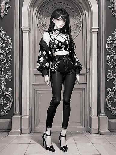 Monochrome Fashion Portrait of Woman