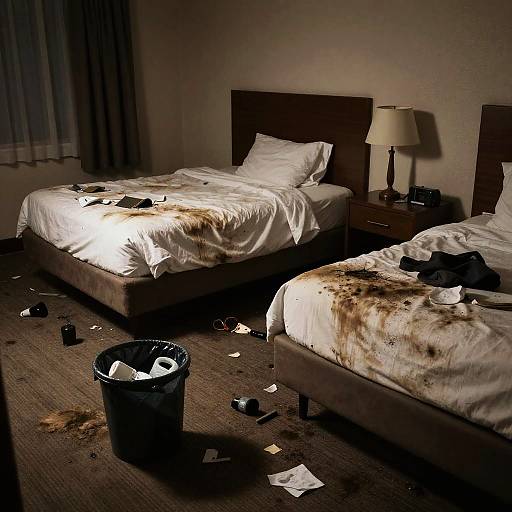 Neglected Hotel Room in Disarray