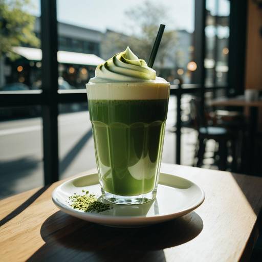 Refreshing Matcha Latte in Glass