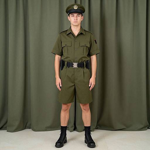 Man in Khaki Shorts Uniform