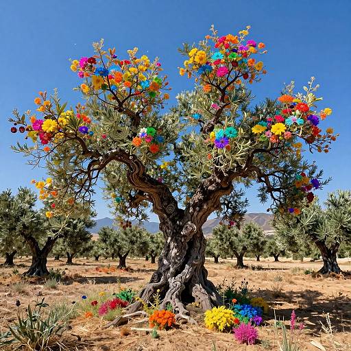 Hyper-Realistic Fractal Tree in Olive Grove