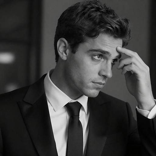 Pensive Man in Classic Tuxedo Portrait