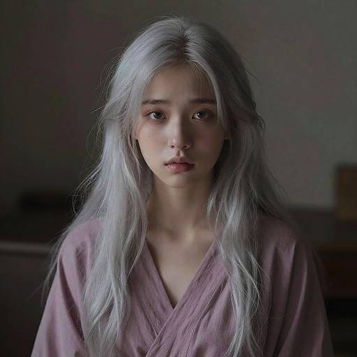 Soft Anime Portrait: Silver-Haired Girl