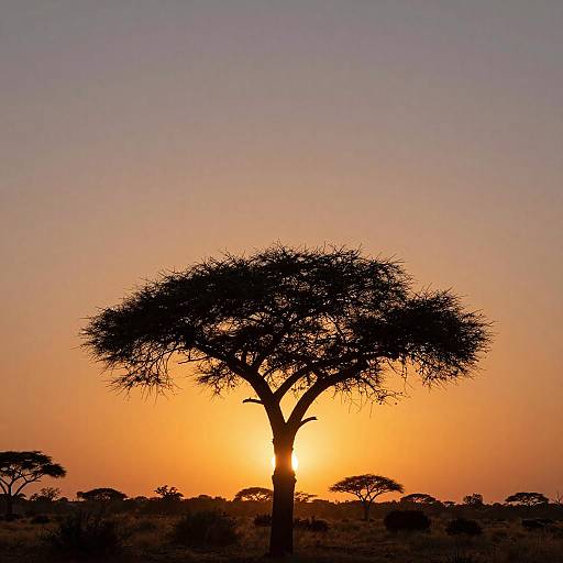 Breathtaking African Sunset with Acacia Tree