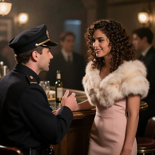 Elegant Encounter at a Dimly Lit Bar