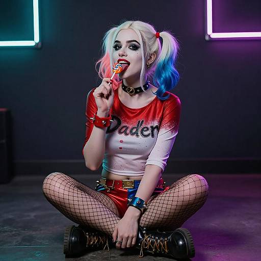 Harley Quinn Neon Cosplay Portrait