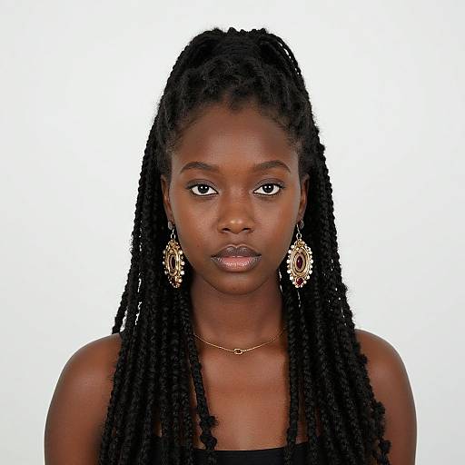 Realistic Dark-Skinned Woman with Crochet Hairstyle