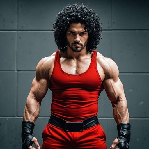 Muscular Man in Red Cosplay Outfit