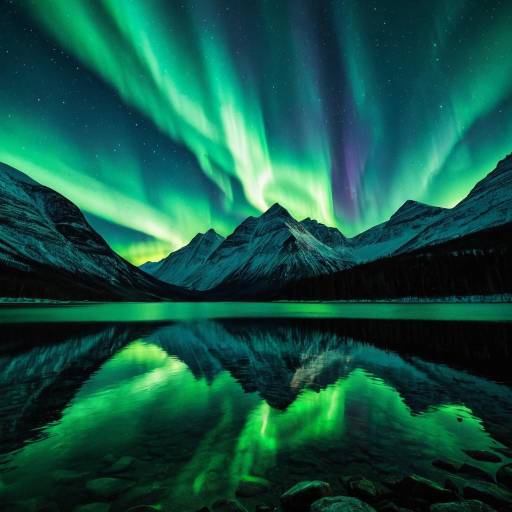 Majestic Mountain Under Northern Lights