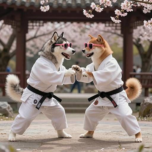 Thrilling Judo Clash of Canine Champions