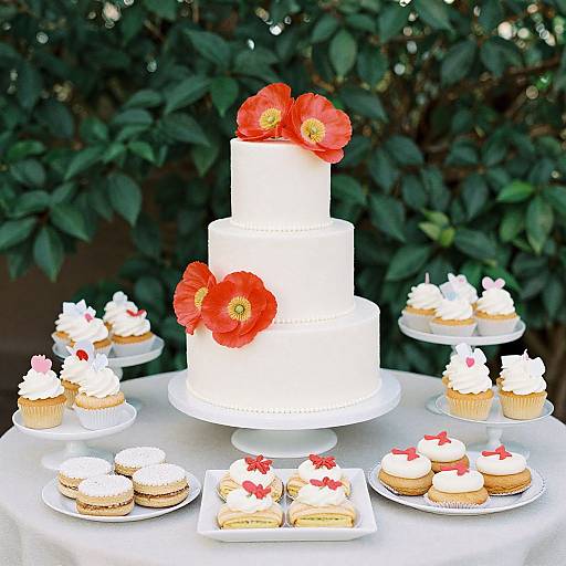 Elegant Wedding Cake with Red Poppies