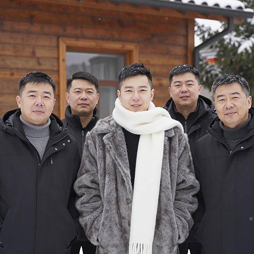 Group of Men in Winter Clothing Outdoors