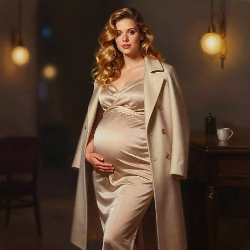 Elegant Maternity Portrait with Warm Bokeh