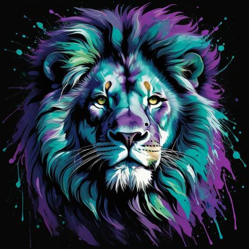Vibrant Lion's Head with Abstract Colors Vibrant Lion's Head with Abstract Colors