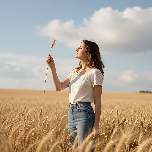 Woman in Golden Wheat Fields