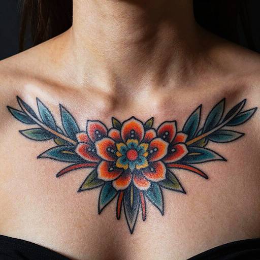 Vibrant Tattooed Collarbone Portrait