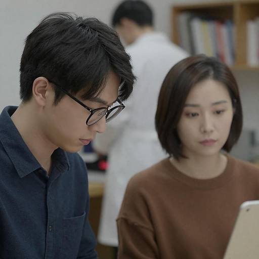 Couple in a Cluttered Room Setting