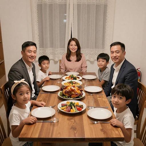 Warm Family Gathering Around Dinner Table