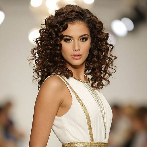 Glamorous Woman in Elegant White Dress