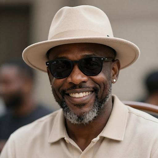 Stylish Smiling Man in Beige Attire