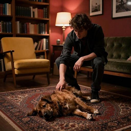 Crouching Man Amidst Dark Surroundings