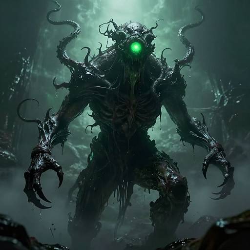 Cosmic Giant with Glowing Green Eye