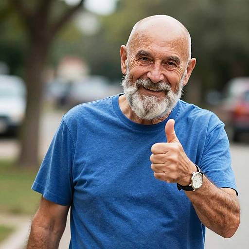 Friendly Bald Man Giving Thumbs Up