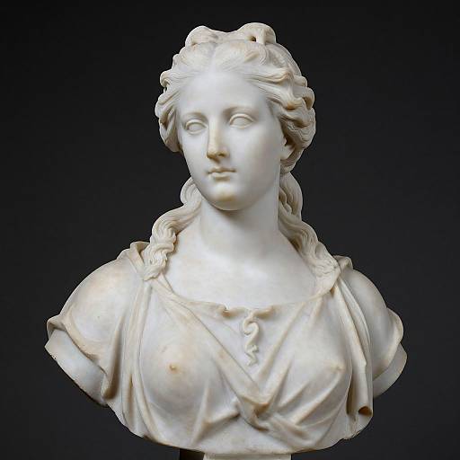 19th-Century Marble Bust of Woman