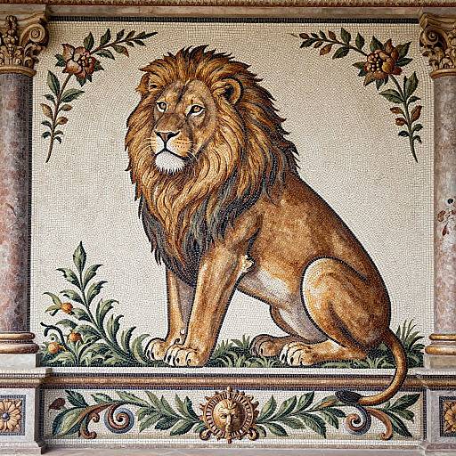 Regal Lion Mosaic Artwork