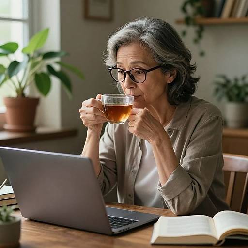 AI Mature Mom in Cozy Study