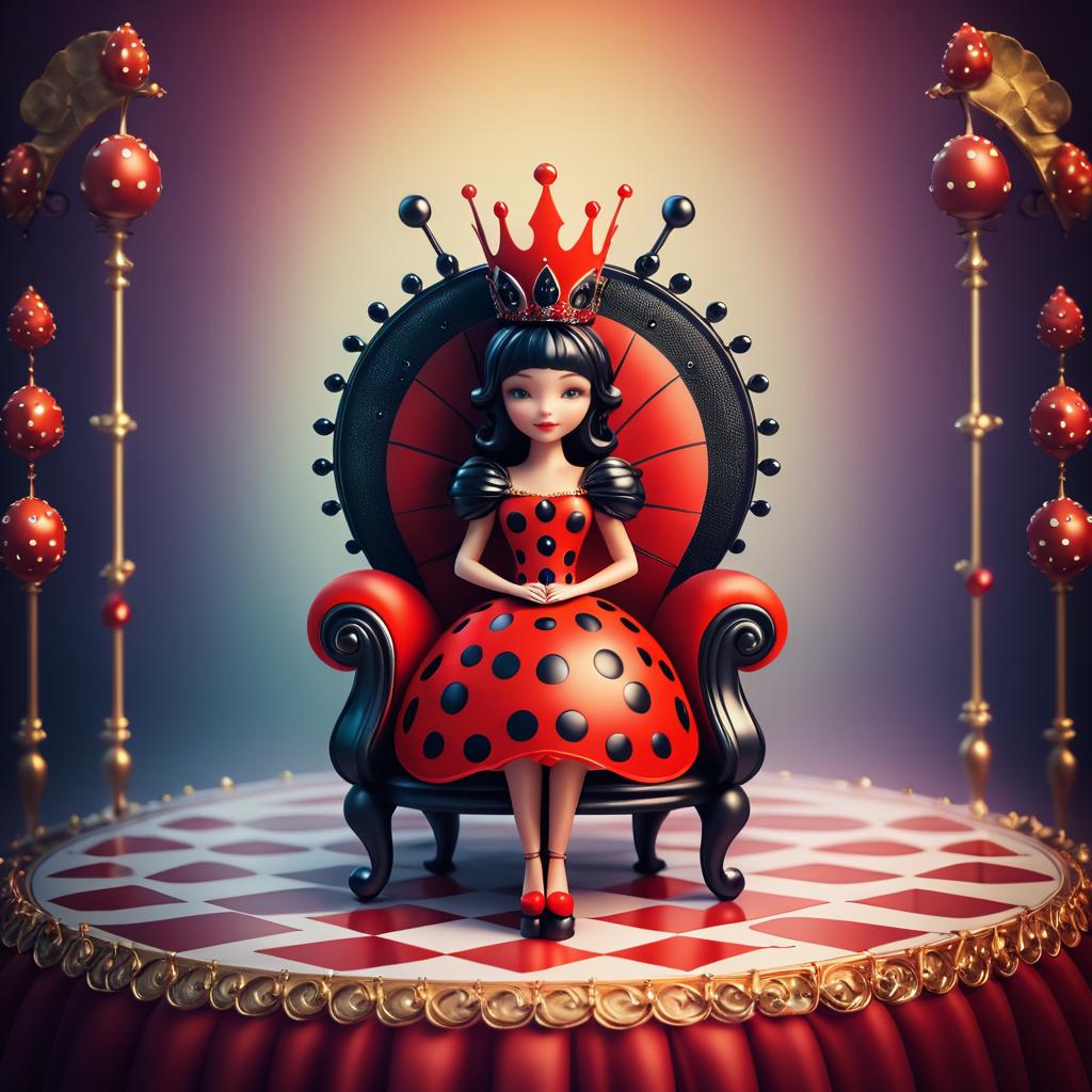 Whimsical Queen Ladybug on Throne