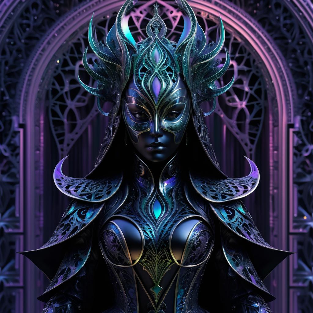 Alien Sorceress Villain in Iridescent Mask