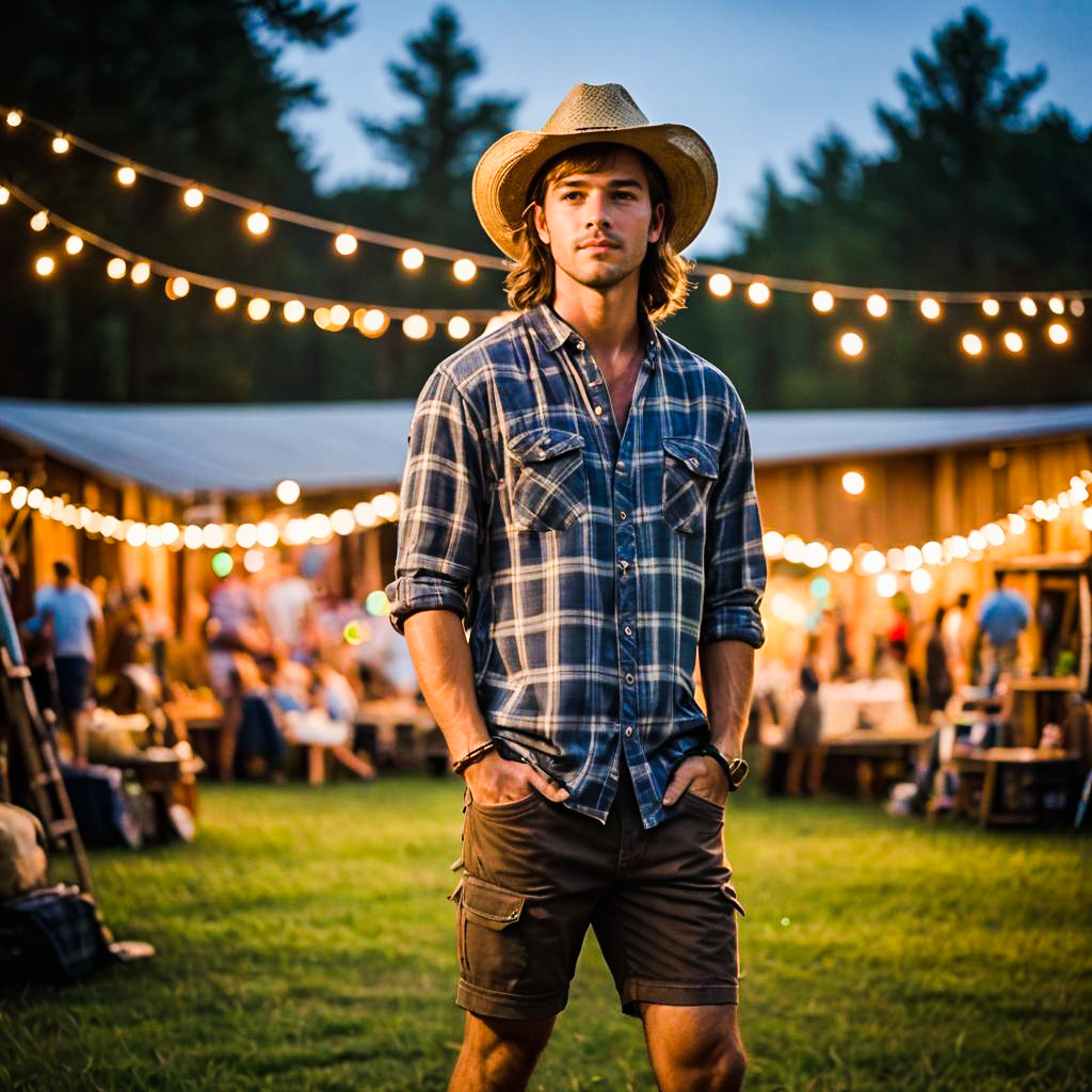 Young Man at Rustic Summer Concert