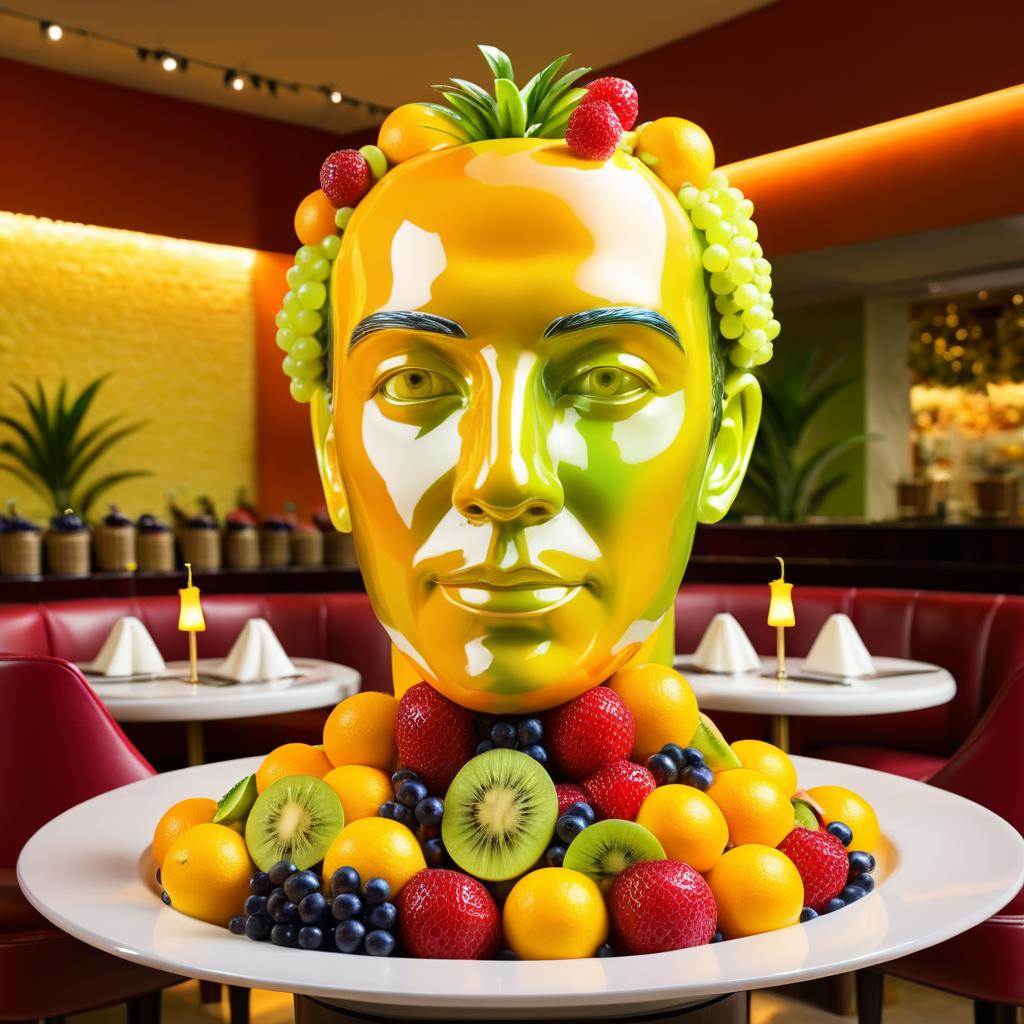 Fruit Salad Sculpture in Upscale Dining