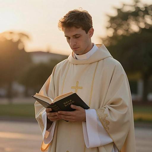 Serene Priest in Golden Hour Light