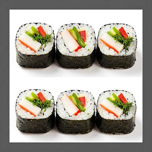 Vibrant Sushi Rolls on White Background
