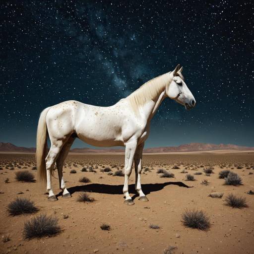 Starry Night Over Desert with Akhal-Teke Starry Night Over Desert with Akhal-Teke
