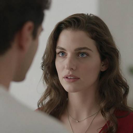 Woman Looking Intently at Man