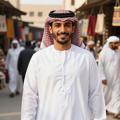 Confident Middle Eastern Man in Marketplace