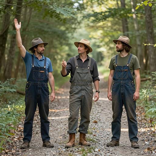 Three Men in a Forest: A Captivating Scene