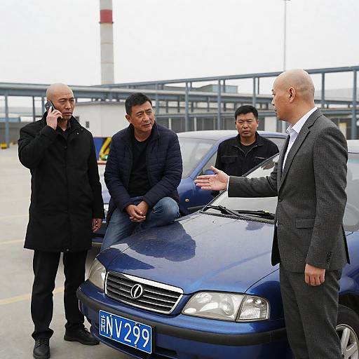 Men's Interactions in an Industrial Scene